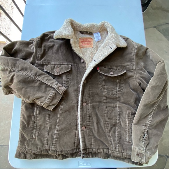 Levi’s 70520 brown corduroy faux Sherpa lined trucker jacket Large - Picture 1 of 11